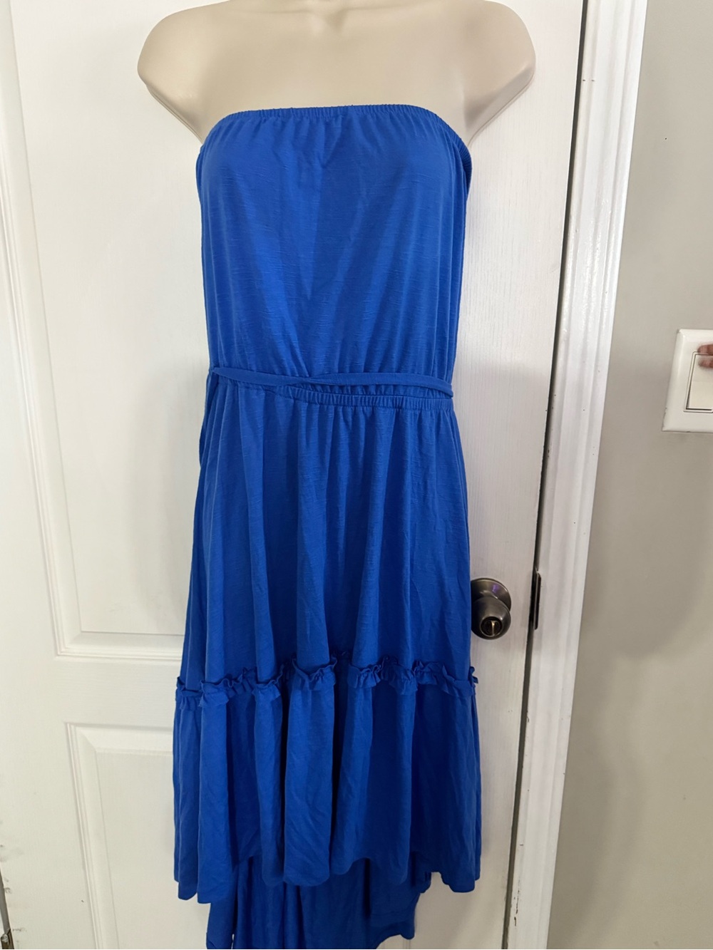 Faded Glory Blue Elastic Waist Strapless Dress